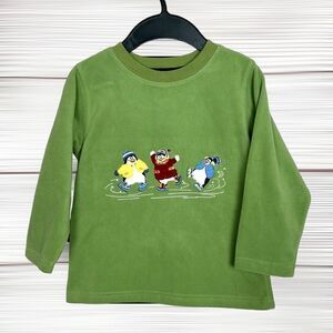 NWT New TALBOTS Kids Vintage Fleece Green Sweatshirt Skating Snowmans size 4